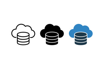 Vector Illustration of Cloud Data Storage Icon with Stacked Database Disks