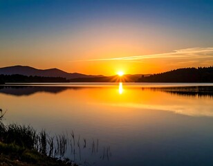 Fototapeta premium Serene sunrise over lake