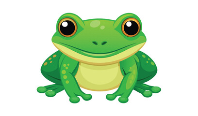 Obraz premium Cute green frog cartoon illustration