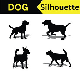 Set of cute domestic animal icons featuring dog and cat silhouettes Set of cute domestic animal icons featuring dog and cat silhouettes