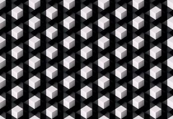 Abstract Geometric Repeating Background of Glossy Black and White Cubes.