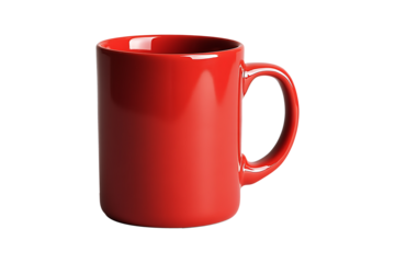 Empty red mug isolated on a transparent background