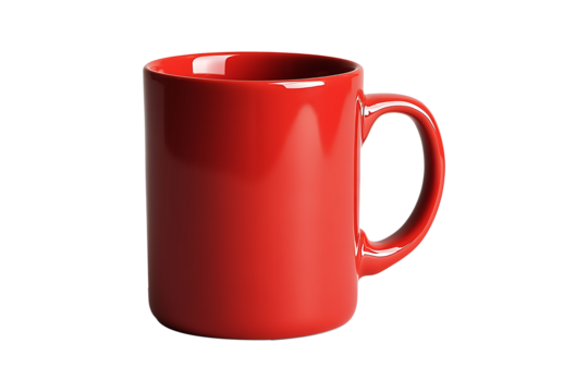 Empty red mug isolated on a transparent background