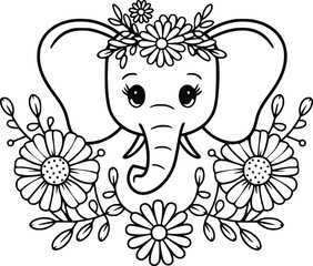 Fototapeta premium Floral Elephant svg bundle 