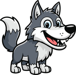 vector illustration of cartoon wolf