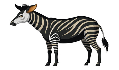 Striped okapi illustration white background