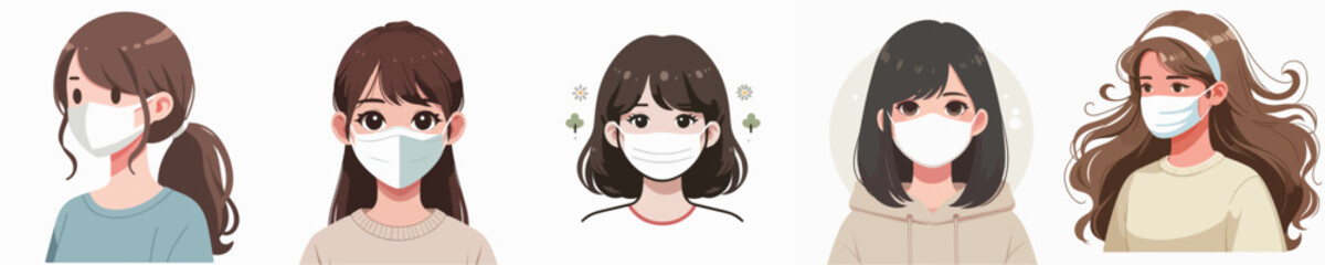 vector of a woman wearing a mask