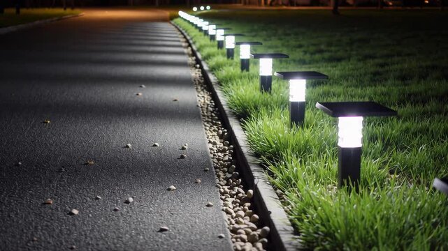 Illuminated Solar Posts on Grass