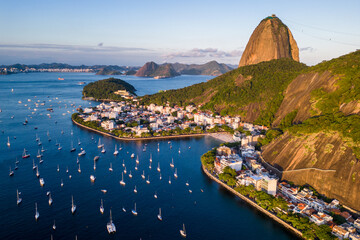 Aerial View of Urca Neighborhood Below the Sugarloaf Mountain in Rio de Janeiro