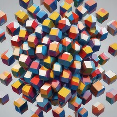 Vibrant Floating Cubes in Perspective, Modern Digital Art
