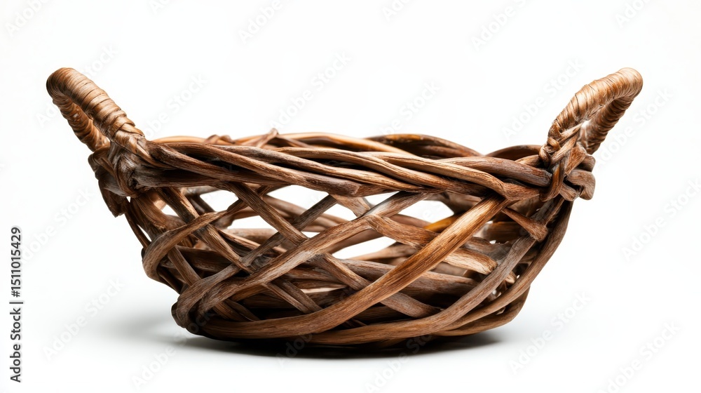 Poster a beautifully crafted wicker basket, designed with intricate weaves, ideal for storage or decor, sho