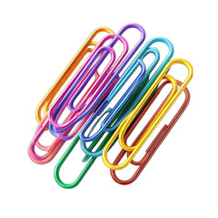 Abstract design of overlapping colorful paper clips, vibrant hues