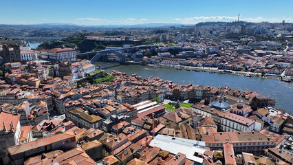 Porto Skyline At Porto In District Of Porto Portugal. Downtown District. Medieval Buildings. Historical City Scene. Porto Skyline In Portugal. Portugal Skyline. Travel Landscape.