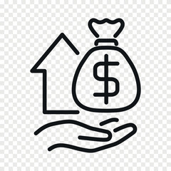 Money in hand vector line icon