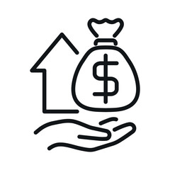 Money in hand vector line icon