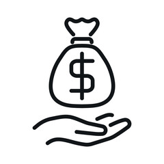 Money in hand vector line icon
