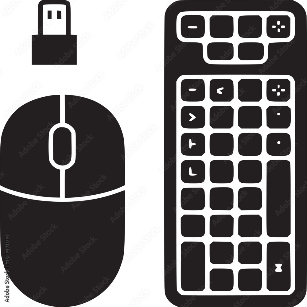 Poster isolated black and white image of a mouse and a numeric keypad computer set