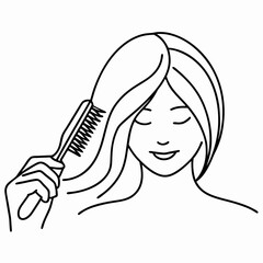 Woman pointing upward with both hands in line drawing