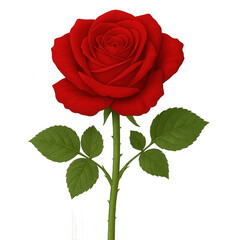 Elegant red rose flower nature scene digital art romantic concept