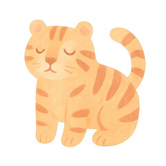 Fototapeta premium PNG Cute cartoon tiger illustration.