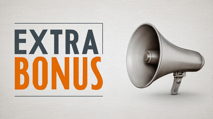 Announcement banner featuring a megaphone and text "Extra Bonus", suggesting a promotional offer or special deal, ideal for advertising or marketing campaigns