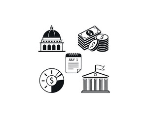 Government Finance Icons Budget Planning Financial Management