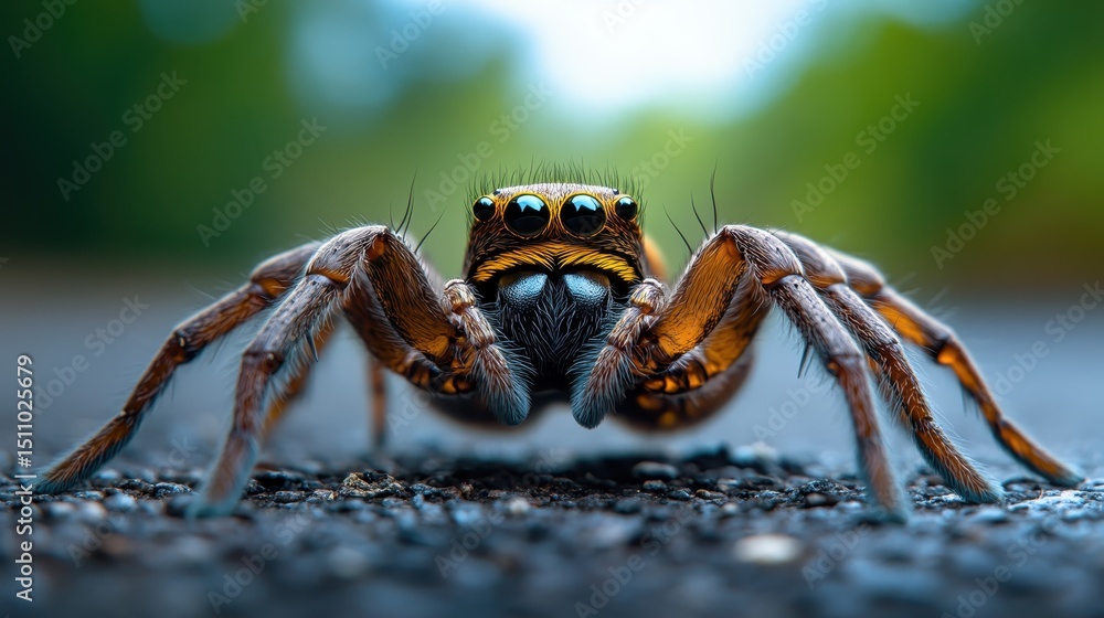 Aufkleber a detailed view of a spider featuring unique patterns and textures, set against a backdrop of a blur