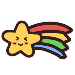 Smiling Cartoon Shooting Star With Radiant Multicolored Tail
