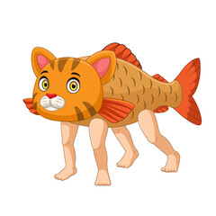Cartoon Cat with a fish body and four legs