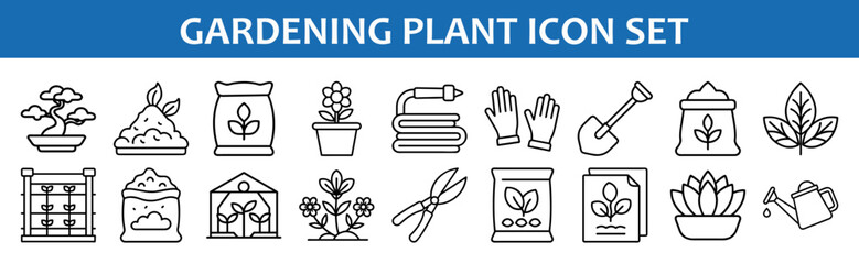 Gardening plant icon set vector illustration for agriculture and horticulture design elements kit