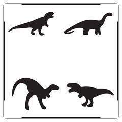 Dinosaur Silhouettes Vector Set – Prehistoric Reptile Icons Featuring T-Rex, Sauropod, Raptor – Black Dinosaur Shapes for Kids' Designs, Educational Projects, Jurassic Themes © JK Stock