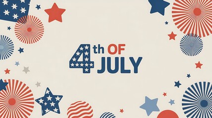 A fourth of july themed background with stars and circles in red white and blue hues