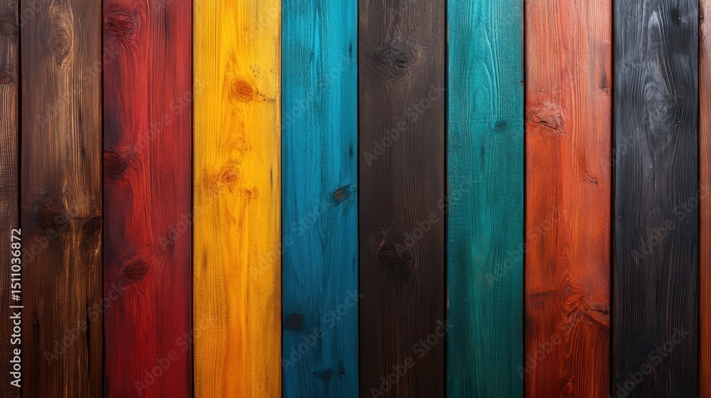 Poster a captivating array of colorful wooden planks creates a visually dynamic background, perfect for enh