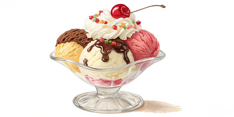 Ice cream sundae isolated on transparent background