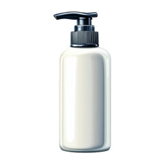 White cosmetic bottle dispenser pump with transparent background