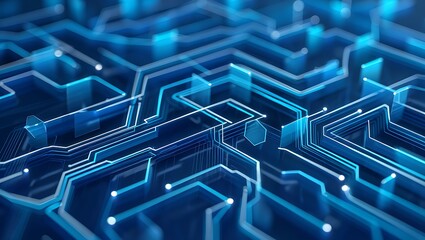 Obraz premium Abstract Blue Circuit Board Technology Background High-Resolution Digital Image