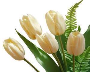 White tulip arrangement isolated on white background