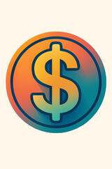 Obraz premium Dollar Gradient: A Modern Finance Icon. A Yellow Dollar Sign is Set Inside A Circle With A Smooth Orange-To-Blue Gradient, Creating A Modern And Eye-Catching Finance Icon 