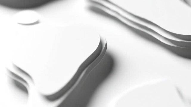 Abstract minimalist composition of stacked white and gray circular shapes