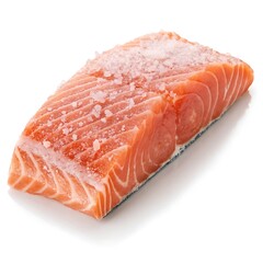 Fresh salmon fillet with salt isolated on white