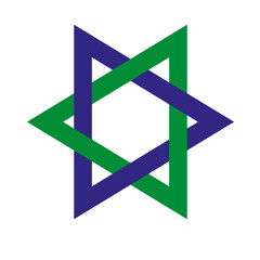A modern geometric emblem symbolizing unity and balance