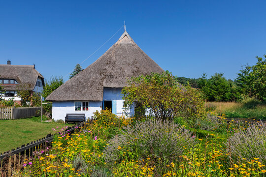 Traditional Pfarrwitwenhaus house Gross Zicker, Ruegen Island, Baltic Sea, Mecklenburg-Western Pomerania, Germany