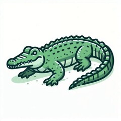 Obraz premium Cartoon crocodile character as a predator in a playful style on a white background