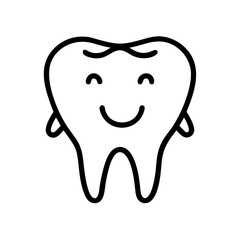 Cartoon tooth character smiling with outstretched arms  