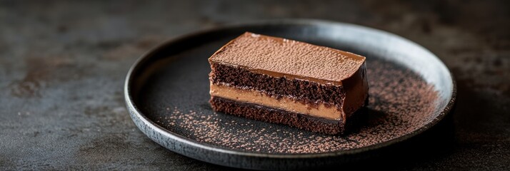 Indulgent Delight: A Slice of Rich Chocolate Cake on a Stylish Plate