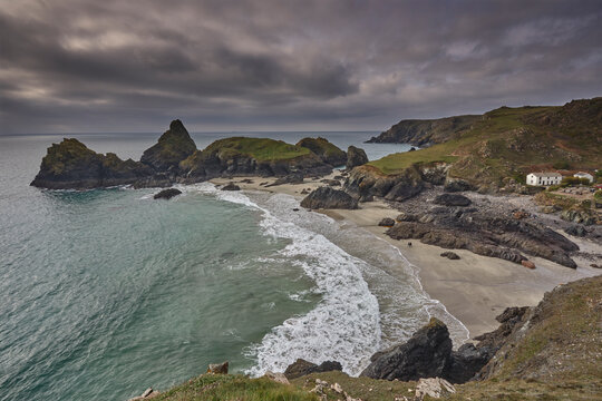 A view of Kynance Cove, near Lizard Point, Britain's most southerly point, Cornwall, United Kingdom
