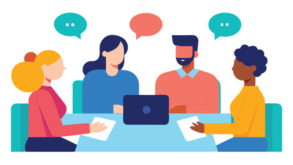 Businesswoman with laptop illustrating social network communication concept with people icons