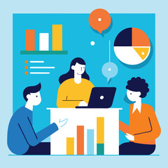 Business meeting vector cartoon vector illustration of business people working in an office meeting room.