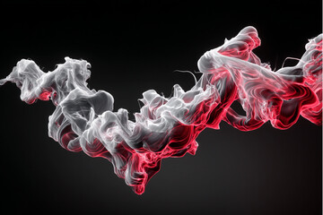 Abstract smoke formation with red and white colors against a dark black studio background design concept.,
