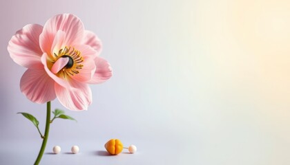 Fototapeta premium Delicate peach blossom with creative composition and abstract elements